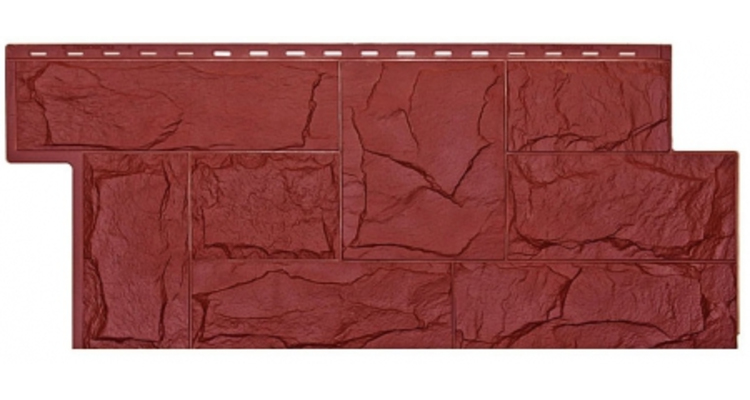 Фасадная панель Т-Сайдинг Одноцветная покраска Гранит Леон Красный