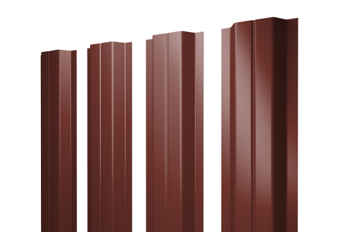 Штакетник П-образный А с прямым резом 0,45 PE RAL 3009 оксидно-красный