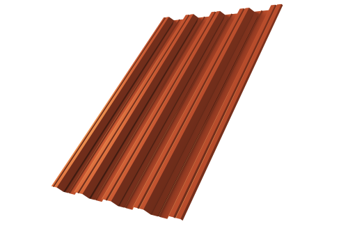 Профнастил НС44 Grand Line 0,5 PurLite Matt RAL 8004 терракота