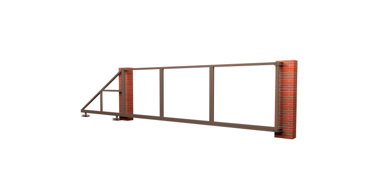 Ворота откатные Жалюзи к кирпичному столбу 2,0х5,0 RAL 8017