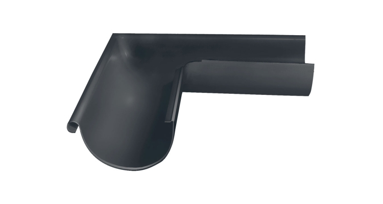 Угол желоба внешний GL PE Matt 90гр 125 мм RAL 7024 мокрый асфальт