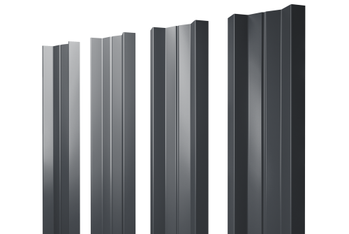 Штакетник М-образный А с прямым резом 0.45 Drap RAL 7024 мокрый асфальт