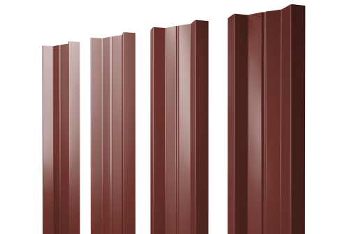 Штакетник М-образный А с прямым резом 0.5 Satin RAL 3009 оксидно-красный