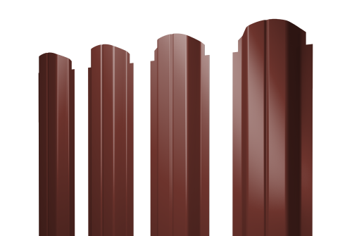 Штакетник П-образный А фигурный 0.45 PE RAL 3009 оксидно-красный